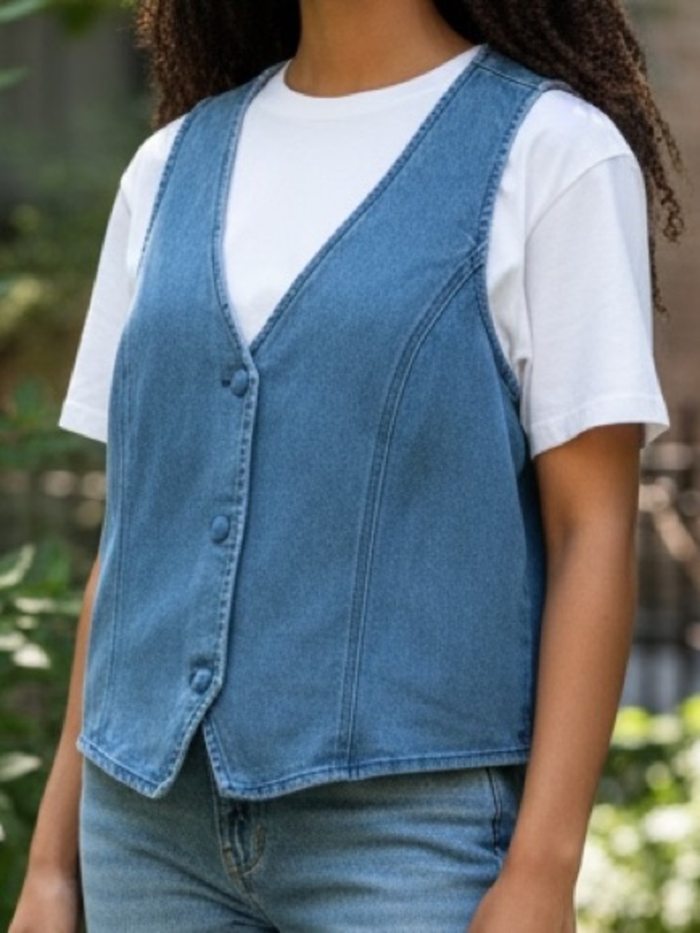 Women's Denim Vest in Medium Blue — Casual Layering Staple
